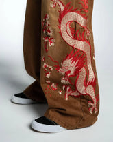 Brown Baggy Harajuku Wide Leg Jeans Dragon