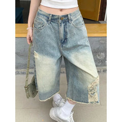 Oversized Wide Leg Design High Street Y2k Ripped Edge Jeans