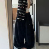 American Black Retro Hip-Hop Oversized Casual Sweatpants Korean Streetwear Loose High Waist Jogging Wide Leg Pants