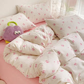 3pcs Pink Bow Duvet Cover Set with 2 Pillowcases, Cozy