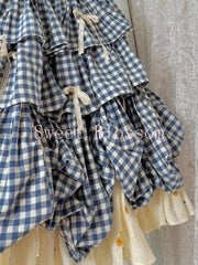 Korean Sweet Fit Chic Plaid Patchwork Skirt Vintage Bow Print Fluffy Skirts Harajuku Y2k Lovely Clothes Spring