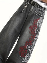 Y2K High Street Dark Gothic Unisex Jeans American Harajuku Baggy Straight Pants Hip Hop Rock Trend Wide Pants