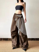 Korean retro streetwear wide leg pants Personality design lace decorated Y2k pants Harajuku oversized sweatpants