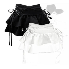 Girl Sweet Kawaii Bow Vintage Y2k Clothes American Streetwear A-line Gothic Mini Denim Skirts