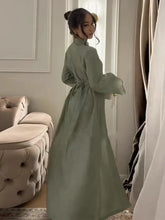 Elegant Top Skirt Sets Chinese Buckle Full Sleeve Long Coat A-line Maxi Skirts Set Lady Suits