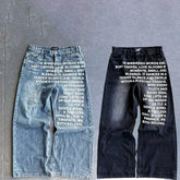 Y2K Jeans vintage American Pattern letter jeans streetwear gothic Harajuku Hip Hop Casual wide leg jeans