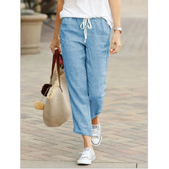 Cotton Pants Y2K Black Drawstring Elastic Waist Casual Pants Loose Elegant Ladies Bottom