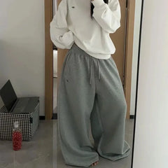 American Retro Hip-Hop Oversized Black Casual Sweatpants Korean Streetwear Loose Jogging Pants High Waist Wide-Leg Pants