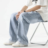 Ripped Jeans Loose Straight Leg Retro Draw Rope Port Brand All-match Casual Pants