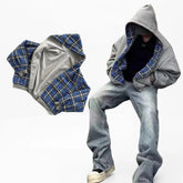 American Two-Sided Hoodie Sweatshirt Hip Hop Harajuku Sweatshirts Zipper Hoodie Oversized Streetwear Jacket Y2k Clothes