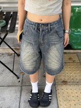 Vintage Washed Y2k Jorts Streetwear Baggy Grunge Blue Denim Shorts Oversized Harajuku Knee Length Jeans