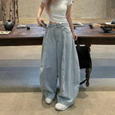 American Washed Loose Wide Leg Knife Edge Jeans High Waist Loose Slimming Floor Length Pants