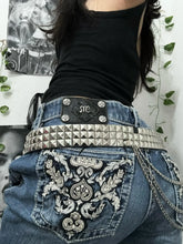American Y2k Gothic Punk Pocket Embroidered Jeans Harajuku Retro Blue Loose Jeansable High Waist Slimming Wide Leg Pants