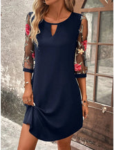 Luxury Dress Perspective Mid Sleeve Printed Round Neck Mini Skirt Party Dress