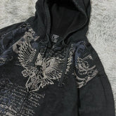 American Oversized Pattern Printed Zipper Hooded Sweater Y2K Gothic Harajuku Hip Hop Couple Hoodies