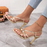 Sandals Shoes High Heels Stiletto Elegant Party Stripper Gold Designer Sandals