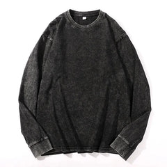 Distressed Long Sleeve Cotton T-Shirt