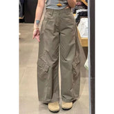High Waist Wide Leg Knife Edge Denim Jeans Casual Loose Straight Workwear Trousers American Retro Style Long Pants