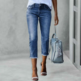 Ladies'able Slim Fitting Ripped Trendy Jeans Streetwear Casual Distressed Stretchy Denim Pants