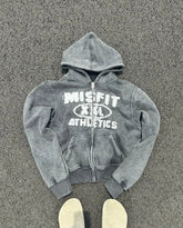 Gothic Oversized Letter Embroidered Patch Zipper Hoodie Y2K Harajuku Vintage Hip Hop Casual Couple Sweatshirt