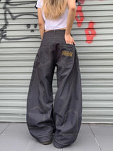 American Letter Embroidery Stitching Old Baggy Jeans Y2K Harajuku High Waist Wide Leg Trousers