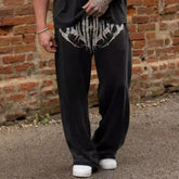 American Style Trend Printed Cotton Straight Wide Leg Pants Fitness Training Jogger Casual Sweatpants Sports Pants