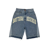 Y2k Vintage Harajuku Denim Shorts Washed Letter Embroidery Tassels American Retro Jeans Man Baggy Hip Hop Jorts