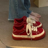 Vintage Red Canvas Low-top jogging Sneakers Casual Letter Embroidery Skateboard Shoes Students Flat outdoor trainers
