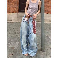 Blue Y2k Baggy Jeans Harajuku VintageBent Knife Denim Trouser Jeans Oversize Clothes