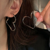 Trendy 1Pair Lovely Personality Exaggerated Hollow Heart Design Earring Cuff
