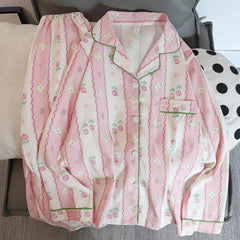 Print Flower Soft Thin Pajama Set Casual 2 Pieces Pajama Set Full Length Sleepwear
