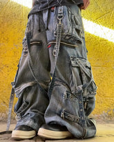 Streetwear Heavy Jeans Y2K Clothing Hip Hop Retro Pockets Baggy Cargo Pants Baggy Jeans Low Rise Wide Leg Trousers