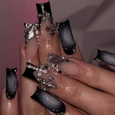 24pcs Glossy Black Fake Nails