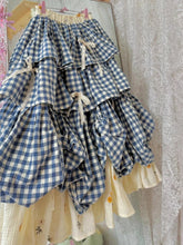 Korean Sweet Fit Chic Plaid Patchwork Skirt Vintage Bow Print Fluffy Skirts Harajuku Y2k Lovely Clothes Spring
