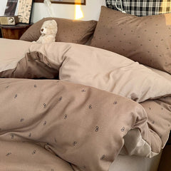 Three-piece striped checkered down quilt set, including a down quilt cover