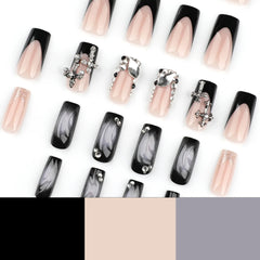 24pcs Glossy Black Fake Nails