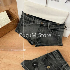 Harajuku jeans Shorts y2k Grunge Vintage streetwear beach jorts clothes 2000s Denim Pants Japanese