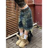 Trendy American Retro Oversized Big Pocket Workwear Cropped Pants