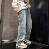 Star Embroidery Straight Casual Jeans Gothic Neutral Wide Leg Loose Hip-hop Youth Streetwear Denim Trousers Y2K