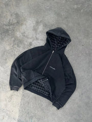 Korean Simple Blue Double-Sided Oversized Zipper Hoodie Y2K Harajuku Gothic Casual Joker Couple Street Wear