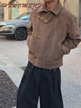 Elegant Metal Button Gender's Coat Slim Lapel Asymmetry Full Sleeves Couple Short Coat Chic Streetwear