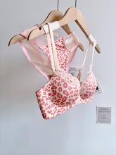 Sexy Lace Pink Leopard Print Women's Bra Set