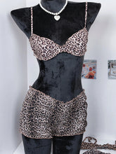 Sexy leopard print hottie lingerie women style printed mullet skirt bra pants Set