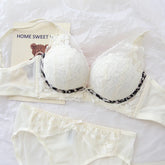 Sexy women's lingerie set. Wireless lace bra with double shoulder straps