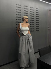 Deeptown Korean Style Casual Long Skirt