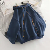 Hoodie Drawstring Tassel Exquisite Embroidery Large Pocket Thick Pullover Artisticable Top Jacket