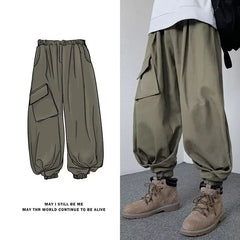 Japanese Style Loose-fit Wide-leg Cargo Pants