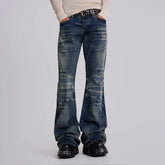Y2K Mid Blue Flared Jeans Vintage Washed Bootcut Jeans Gothic High Street Unisex Streetwear Retro Baggy wide leg Pants
