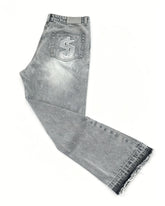 Y2K Retro Gothic Dollar Pattern Embroidered Patchwork Jeans
