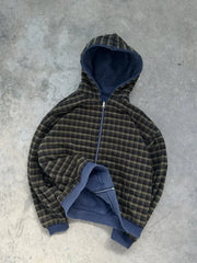 Korean Simple Blue Double-Sided Oversized Zipper Hoodie Y2K Harajuku Gothic Casual Joker Couple Street Wear